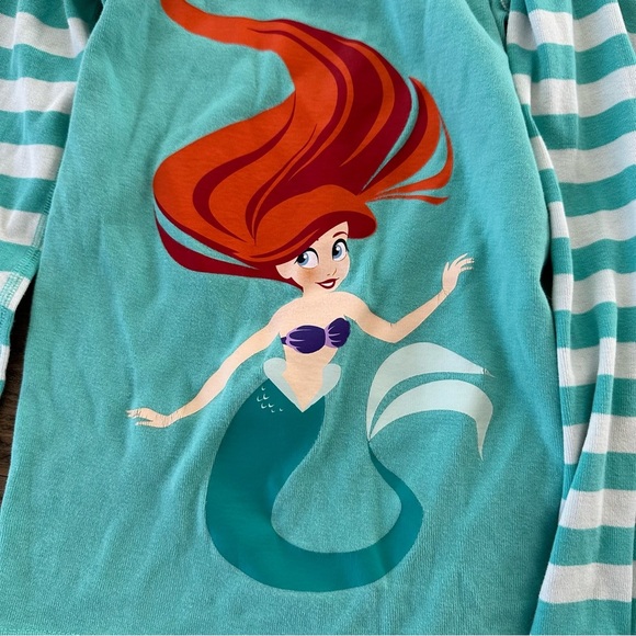 Hanna Andersson size 8 Disney Little Mermaid Ariel Pajama Set Striped Turquoise - Picture 2 of 6